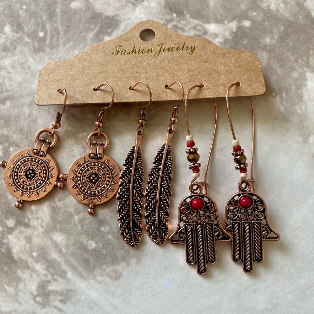 Bohemian Rose gold earrings